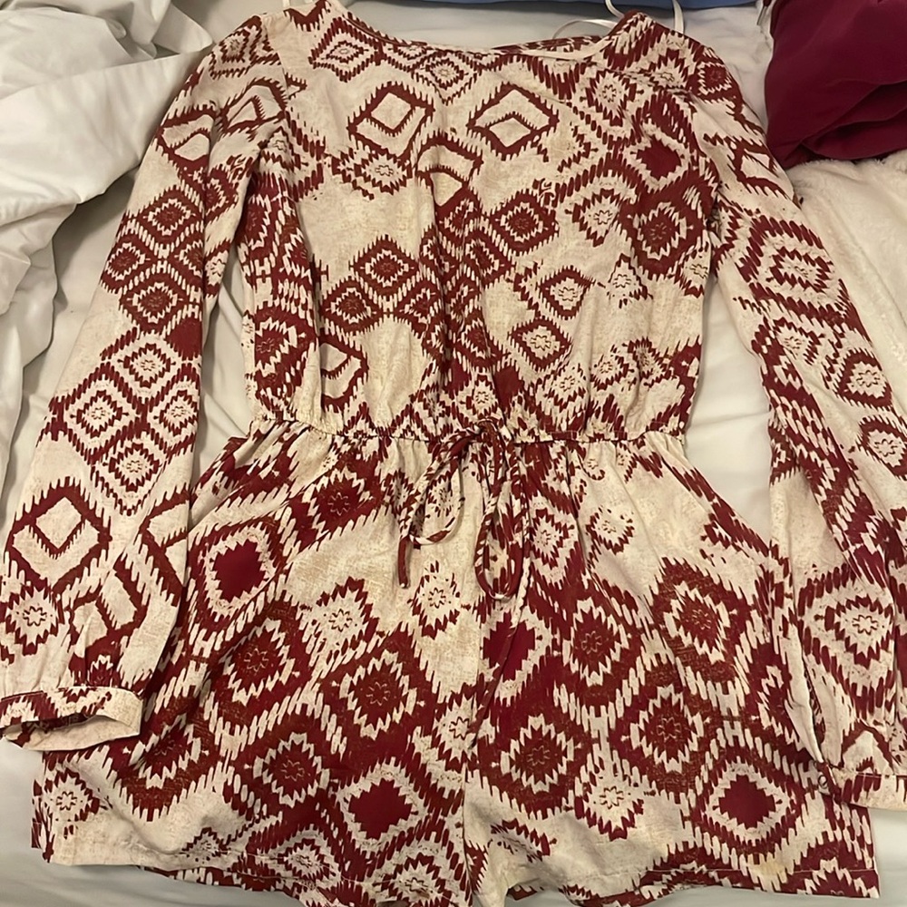 Maroon and White Romper!